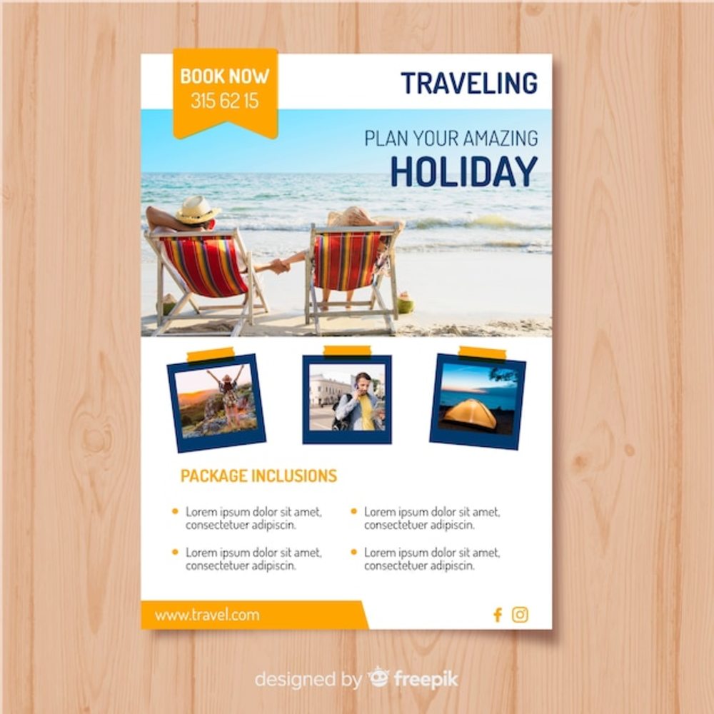 探索世界，定格美好——帶照片的旅行傳單設(shè)計(jì)模板